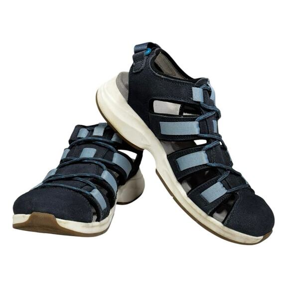 Clarks Solan Sail Fisherman Sandal Navy Combi Suede 7M - Picture 2 of 12